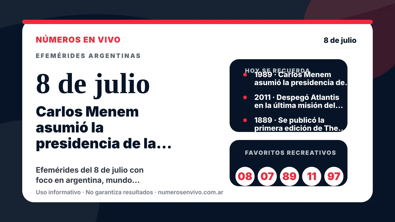 Imagen diaria de efemérides argentinas del 8 de julio